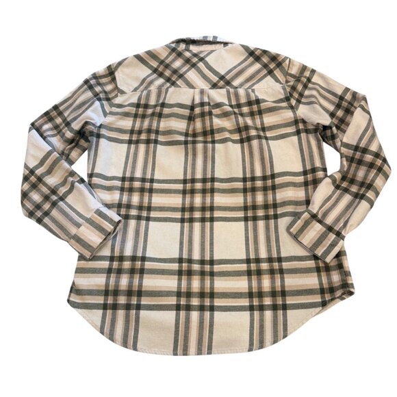 Weatherproof Vintage Womens Plaid Comfort Stretch Button-Up Shirt Beige/Green Si - Picture 2 of 10
